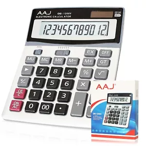 More details for aaj 12 digit desk calculator jumbo-large buttons-large eye angled display