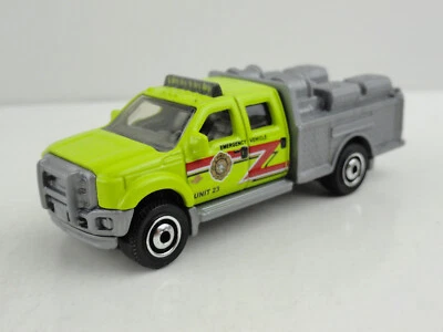 2011 Matchbox #50 Ford F-550 Super Duty Fire Truck (Neon Green Unit 23) - LOOSE - Image 1 of 4