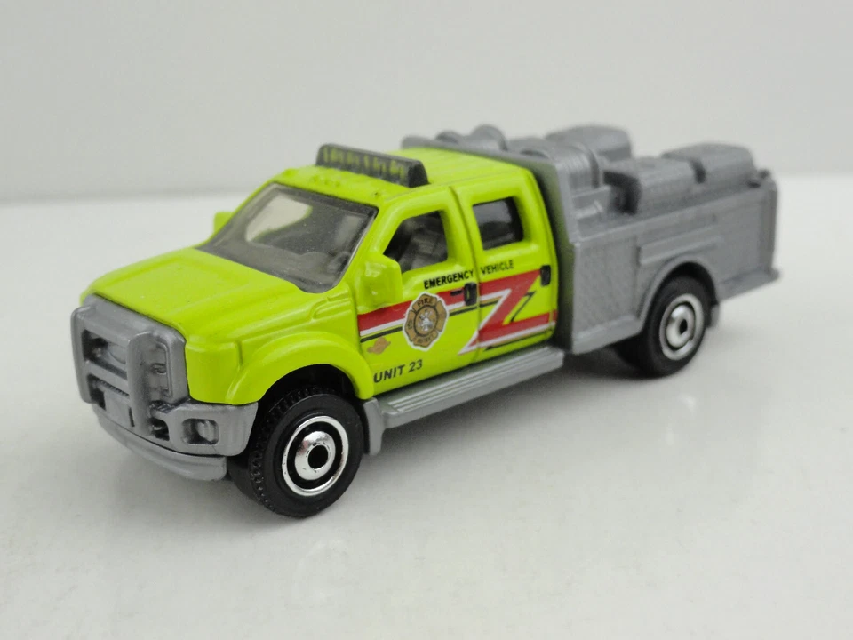 2011 Matchbox #50 Ford F-550 Super Duty Fire Truck (Neon Green Unit 23) - LOOSE - Image 1 of 4