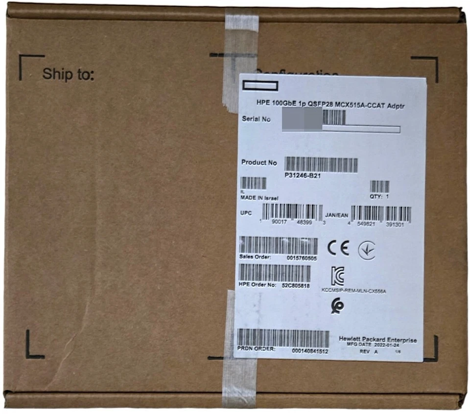 NEW HPE Mellanox MCX515A-CCAT 100GbE Adapter P31246-B21  P36071-001 - Image 1 of 1