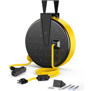 Carrete de cable de extensión retráctil de 3 salidas calibre 16/3 disyuntor SJTW-10 amperios - Imagen 1 de 12