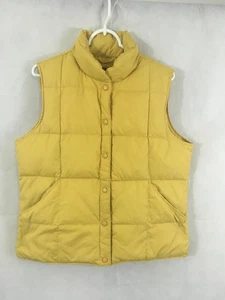 Lands End Vest Womens M 10-12 Yellow Puffer 100% Nylon Goose Down Packable Warm - Picture 1 of 9