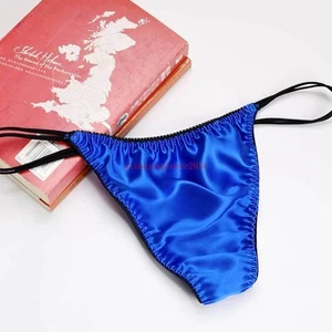 Mens 100% Silk Underpanties G-string Briefs Luxury Stretch Thong Bikinis Elastic - Picture 1 of 31