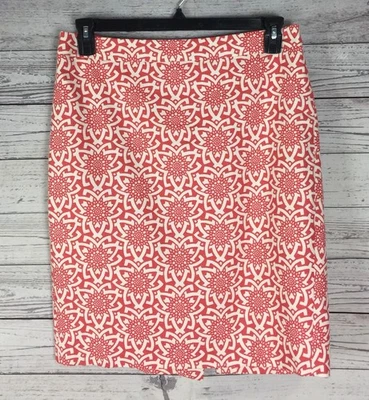 J. Женская юбка-карандаш Crew размер 6 коралловый медальон с принтом на подкладке прямой хлопок - Изображение 1 из 4