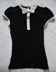 Schönes schickes elegantes TED BAKER Top schwarz & ecru Schleife Gr. 0 XS weiche Viskose - Bild 1 von 4