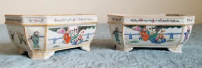 Пара антикварных китайских семейных розовых фарфоровых нарциссических сеялок  - Изображение 1 из 4