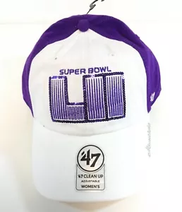 Gorra de sombrero NFL para mujer marca 47 Super Bowl LII brillante dos tonos púrpura ajustable - Imagen 1 de 3