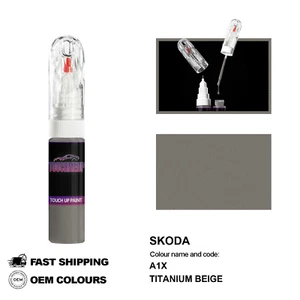 FOR SKODA TITANIUM BEIGE A1X Touch Up Paint Pen Brush Fix Kit Scratch Chip Set - Picture 1 of 8