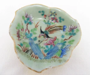 Antique Chinese Famille Rose Tongzhi Footed Leaf Dish - Picture 1 of 12