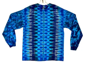 Tie Dye Shirt | Blue DNA Honeycomb | Long Sleeve Handmade T-shirt | Small-6X - Picture 1 of 6