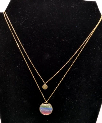 Swarovski Ginger Layered Pendant Multi-colored Gold Plating 5397843 No Box - Image 1 of 4