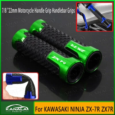 LOGO ZX-7R 7/8'' 22MM Handlebar Handle Hand Grips For KAWASAKI NINJA ZX-7R ZX7R Foto 1 de 4