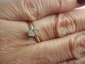 Solid 14K Yellow Gold .34 CT. Marquise Diamond Solitaire Engagement Ring 5 3/4 - Picture 1 of 24