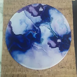 8" Circle Mousepad Marbled Design Purple And White - Picture 1 of 3
