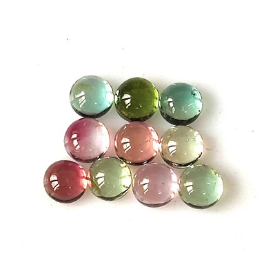 Multi Color Tourmaline Cabochon 3X3 mm Round Cut Natural Gemstone 10 Pieces Lot - Image 1 of 4