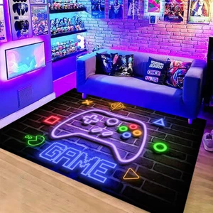 Anime Cool Gaming Rug Neon Multi Gamepad Controller Area Rugs for Bedroom - Picture 1 of 7