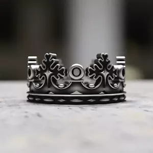 Handmade 925 Sterling Silver Royal Crown Ring | Unique Boho Statement Jewelry - Picture 1 of 8