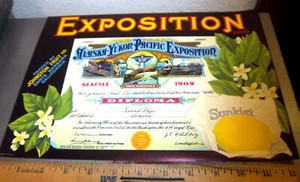 Vintage Original Label, 1930s Alaska Yukon Pacific Exposition, Fruit Crate Label - Picture 1 of 4