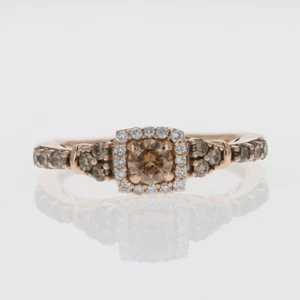 Le Vian® .47ctw Round Brown Diamond Halo Statement Ring 14k Rose Gold Size 5.5 - Picture 1 of 6