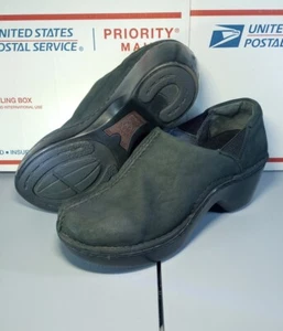 Ariat Women's Sz 6.5 B Shoes Nubuck Black Leather Slip On Comfort Work Clogs - Picture 1 of 15