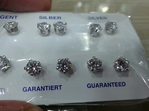 2 Pares Pendientes A Agujero Circonita Redondo 5MM Plata 925 Earrings Plata Perl - Picture 1 of 1