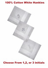 Monogram Embroidered Art Deco Handkerchiefs Hankies 100% Cotton 1,2,3 Initials