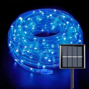 33FT Blue LED Rope Lights Solar Outdoor String Lights Christmas Decoration Tree - Picture 1 of 13