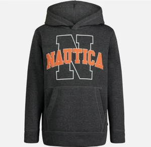 Nautica Hoodie Boys Size 5 Long Sleeve Fleece Pullover Coal Heather Old School - Picture 1 of 1