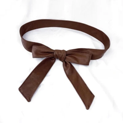 Lady Faux Leather Belt Waistband Obi for Coat Jacket Retro Accessory Ribbon Chic - Image 1 of 4