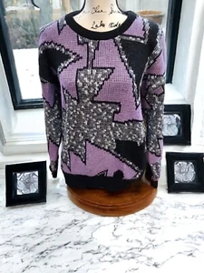 Jessica Scott Womens Sweater Purple And Black - Picture 1 of 7