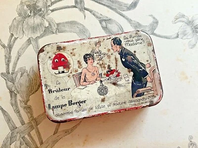 Ancienne boite en tôle lithographiée Lampe Berger - Publicité  - Photo 1/3