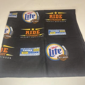 Vintage Harley Davidson Miller Lite Bandana Beer Logo Ride Straight 21"x21" Size - Picture 1 of 7