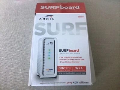 ARRIS Surfboard SB6183 686 Mbps Cable Modem, White - 59243200300 - Image 1 of 4