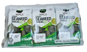 Snack de algas con wasabi 3x 5g algas marinas bocadillo picante hojas de algas crujientes afiladas - Imagen 1 de 1