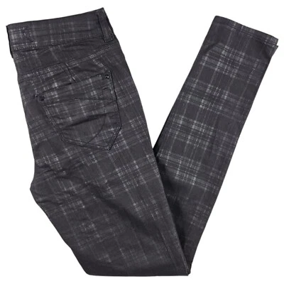 Pantalones de mezclilla para mujer Karen Millen negros a cuadros ajustados talla 10 W28 L30 Foto 1 de 4