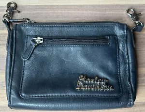 Portafoglio donna Harley Davidson vintage pelle nera cerniera equitazione - Foto 1 di 20