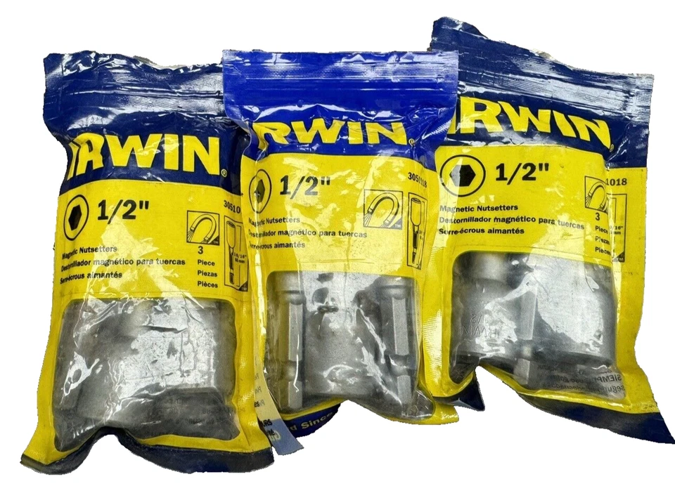IRWIN 3051018 Magnetic 3 Piece 1/2" Nut Driver / Setter, 2-1/2" Length 1/4" Hex - Image 1 of 1