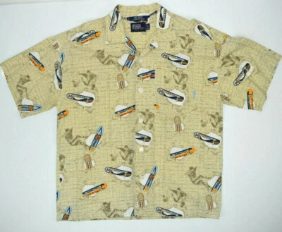 Camisa Polo Ralph Lauren Vintage Talla L Años 80 Diseño Estampado Monopatín DK EE. UU. Foto 1 de 4