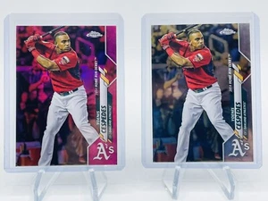 Topps 2020 actualización cromada refractor rosa + base Yoenis Céspedes lote de 2 tarjetas - Imagen 1 de 6