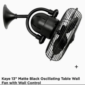 Kaye - 3 Blade Wall Fan In Contemporary and Transitional Style- Matte Black New - Picture 1 of 12