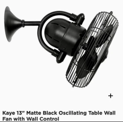 Kaye - 3 Blade Wall Fan In Contemporary and Transitional Style- Matte Black New - Image 1 of 4