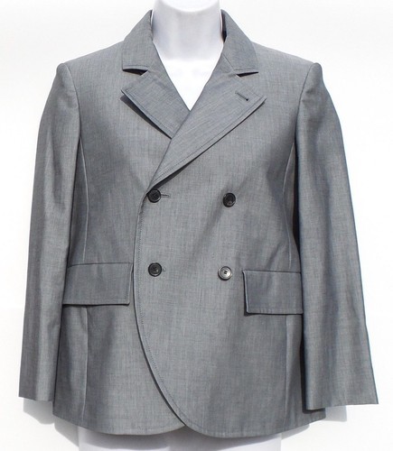 Giacca blazer doppiopetto BALENCIAGA 2016 grigio chiaro boxy 100% cotone FR 36