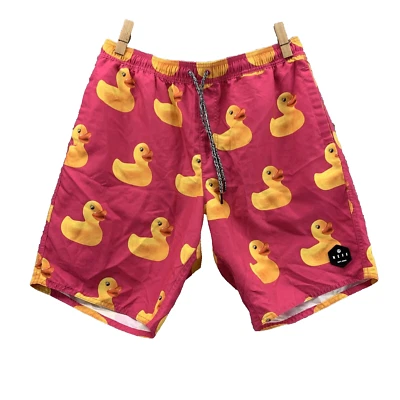 Neff Swim Shorts Men's Large Hot Pink Rubber Duck Trunks Surf Skate Streetwear - Image 1 of 4