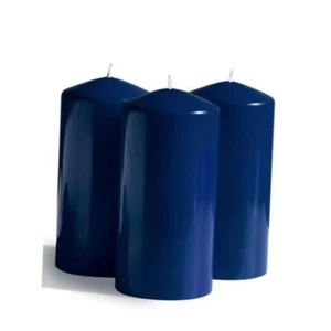 3x6 Pillar Candles Set of 3 - Navy Blue Candles Pillar - 80 6 inch Dark Blue - Picture 1 of 7