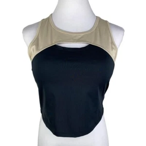 Spyder Shelf Bra Cropped Racerback Tank Top Women's XL Black Tan NEW - Picture 1 of 13