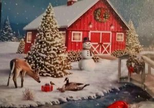 Navidad Lona Arte en Pared Impresiones Reno, Cabina de Nieve Trineo Vacaciones Hogar Decoración 3 piezas - Imagen 1 de 9