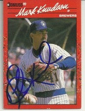 Mark Knudson Milwaukee Brewers Personally Autographed Card