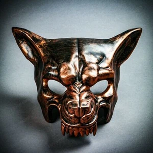 Black Copper Angry Wolf Creature Mask Halloween Metallic Animal Masquerade Mask - Picture 1 of 4