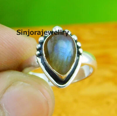 Labradorite Gemstone ring 925 sterling silver handmade Gift US size 5 to 10 - Image 1 of 4