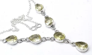 925 Sterling Silver Lemon Quartz Gemstone Handmade Jewelry Necklace S-17-18 - Picture 1 of 7